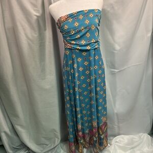 Win Win Convertible Maxi Skirt Dress Gypsy Boho Ethnic Print Size L-XL Packable